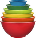 Classic Mixing Bowl Set, Microwave and Dishwasher Safe,Ideal for Baking, Prepping, Cooking and Serving Food (Set of 6) (Red)