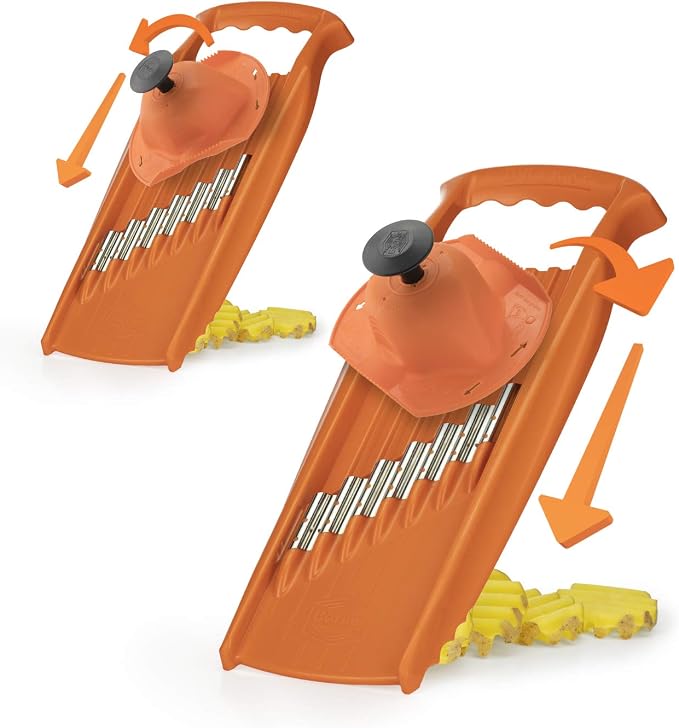 Börner Wave/Gaufrel XXL PowerLine Vegetable Slicer • Corrugated Vegetable Cutter • Corrugated/Waffle Cutter • Potato Grater for Grilled Potatoes Orange