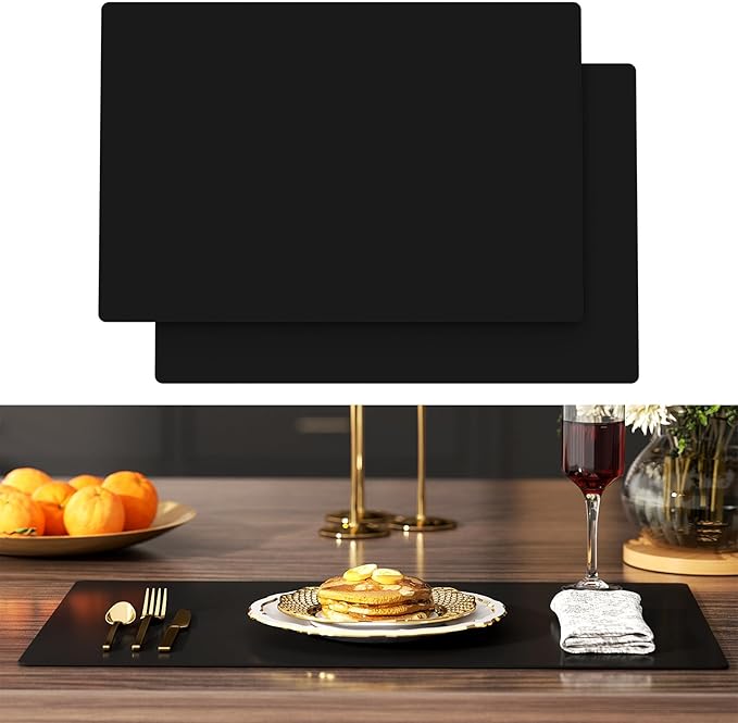 2-Pack Silicone Counter Mats 24”x16”,Black | 1.5mm thick silicone counter protector, heat resistant & non-slip. Works for air fryer, hot pots, pans and coffee maker.