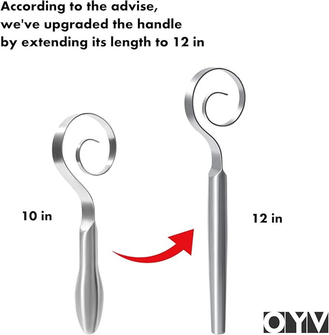 OYV 12-Inch Seamless Dough Whisk, 18/10 Stainless Steel, Danish Dough Whisk | 2.5X Faster Mixing, Bread Whisk For Sourdough, Pizza, Cookies And Pastry, Ergonomic Grip, Dishwasher Safe, Easy To Clean