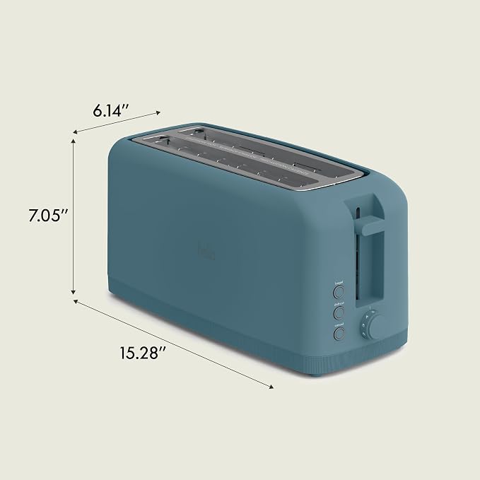 bella Fits-Anywhere™ Slim Toaster, 4 Slice Extra Long & Wide Slot, Surf