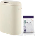 happimess 13.2 Gal Oval Motion Sensor Trash Can, Limestone Beige | Oval, Motion Sensor, Touch Mode, Soft Close Lid, Powder Coated Iron, 17.7" W x 9.84" D x 24.2" H