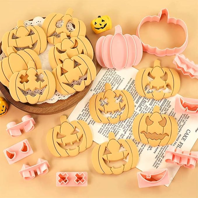 Mini Pumpkin Cookie Cutters, DIY 3d Halloween Raised Design Cookie Stamps | Cookie Cutter Set suitable for Frosting Decoration, Mini Gingerbread Pie Molds, Day of The Dead Decorations