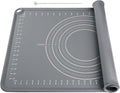 Silicone Pastry Mat 24" x 16" Baking Mat with Measurements and Edge Heightening, Thick Non-slip BPA Free Silicone Pad for Countertop Rolling Kneading Dough, Bread, Cookies,Pizza, Fondant,Dark Gray
