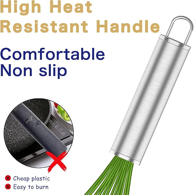 OYV Silicone Whisk Set of 3, 8/10/12 Inch, Non-Scratch, Red/Blue/Green | BPA-Free Silicone, Heat Resistant Up to 480°F, Stainless Steel Core, Dishwasher Safe, Nonstick-Safe