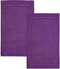 Hawmam Linen Purple Bath Mats, 21 x 34 inches, Pack of 2-100% Ring Spun Cotton,[Not a Bathroom Rug] Banded Design, Highly Absorbent, Machine Washable for Bathroom Floor Towel