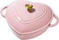 Paris Hilton Enameled Cast Iron Braiser, Heart-Shaped Skillet with Lid, Superior Heat Retention Casserole, Stovetop and Oven-to-Table, 3.5-Quart, Pink