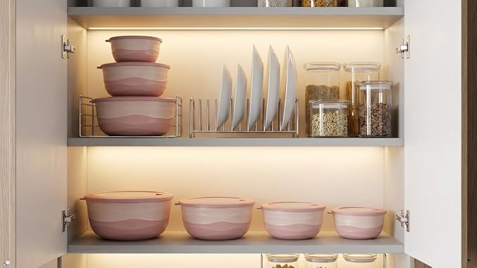 Pera Mixing Bowls with Lids, 8-Piece Airtight Leak-Proof Nesting BPA-Free Prep Bowl Set for Kitchen & Food Storage, Large 4200ml Capacity, Microwave & Dishwasher Safe