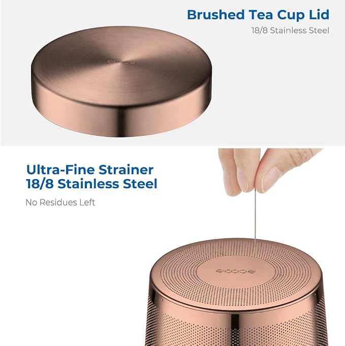 ecooe Tea Infuser Mug 16.9oz Glass Tea Cup with Removable Stainless Steel Infuser and Lid, Clear Glass Tea Cup 500ml Teacup for Loose Leaf Tea, Birthday for Parents Dad Mum Friends (Bronze) | 500ml, Clear Glass Tea Cup, with Stainless Steel Infuser/Lid...