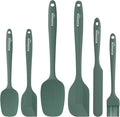 NileHome Silicone Spatula Set, 6 Pieces Food Grade Kitchen Utensils with Silicone Brush Heat Resistant Up to 600°F Dishwasher Safe BPA-Free Rubber Spatula for Scraping, Baking, Cooking, Mixing-Green
