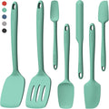Coukre Silicone Spatula Set of 7, BPA Free Food Grade Silicone Cooking Utensils, Heat Resistant Kitchen Tools for Nonstick Cookware, Dishwasher Safe Spatulas for Cooking and Baking（7,PureAquaGreen）