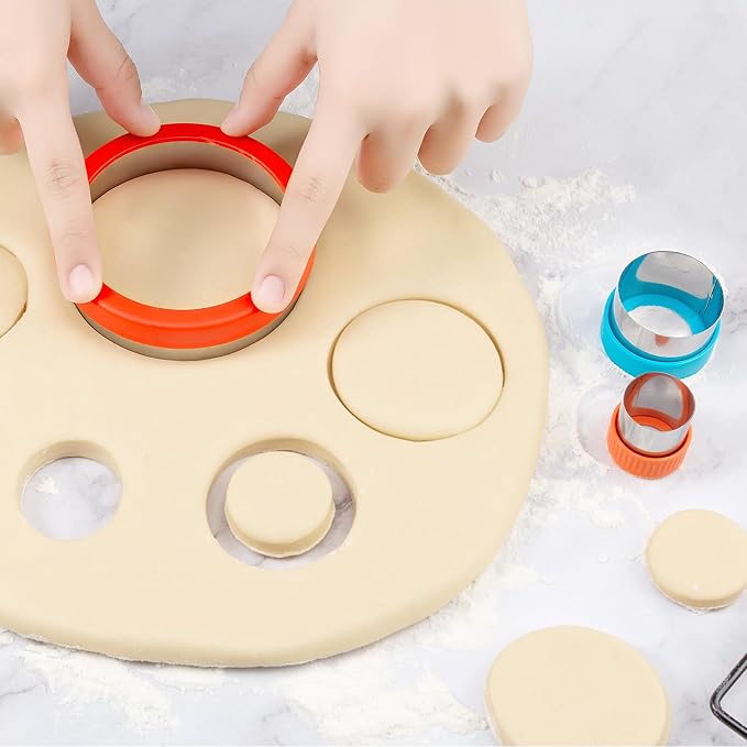 Round Circle Cookie Cutter 4 Pcs | Biscuit Cutters, Sandwich Cutter, Stainless Steel, 4 Different Sizes, for Baking Donut English Muffin Scones