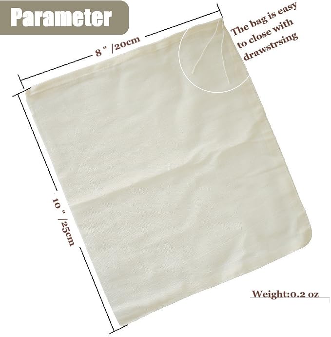 Cheesecloth Bags for Straining,Reusable Cold Brew Coffee Cheese Cloths Strainer,Large Nut Milk Tea Juice Bag,100% Natural Cotton Fine Mesh Filter Bags(Small,4 Pack)