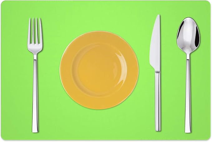 Silicone Placemats, Food-Grade Non-Slip Waterproof, Dining, Stain Resistant, Countertop Protector, Kitchen Counter Mat, Heat Resistant, Baking mat Dishwasher Safe (23.6"×15.7"-2pack, Green)