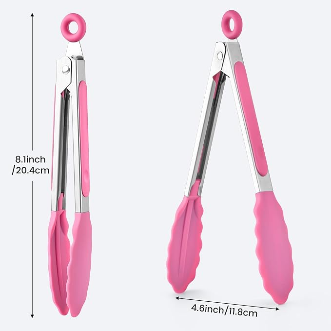 6PCS 7-Inch Silicone Tongs Set, Stainless Steel Tongs with Silicone Tips | Heat-Resistant Small Tongs For Cooking, Serving, Grilling | Dishwasher Safe | Multicolor