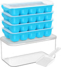 DOQAUS Ice Cube Tray with Lid and Bin, 4 Pack Ice Bucket Kits for RV | Stackable Silicone Ice Trays for Freezer, Easy Pop Out, BPA Free for Cocktail, Coffee, Soup, Food, Kitchen