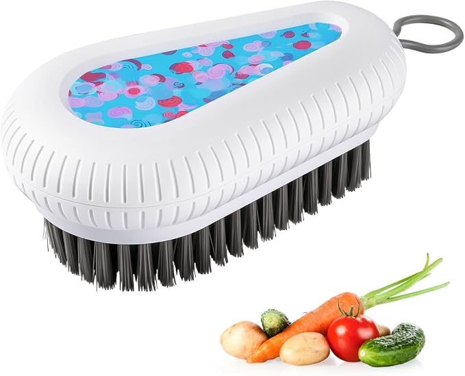Fruit and Vegetable Brush, Multi-Purpose Produce Scrubber Brush with Non-Slip Handle & Hanging Loop