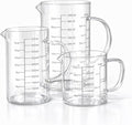 77L 3 Pack Glass Measuring Cup Set (1 1/4, 2 & 4 Cup) [Insulated handle, V-Shaped Spout], High Borosilicate Liquid Glass Measure Cup for Kitchen, Easy To Read, Dishwasher, Freezer, and Microwave Safe