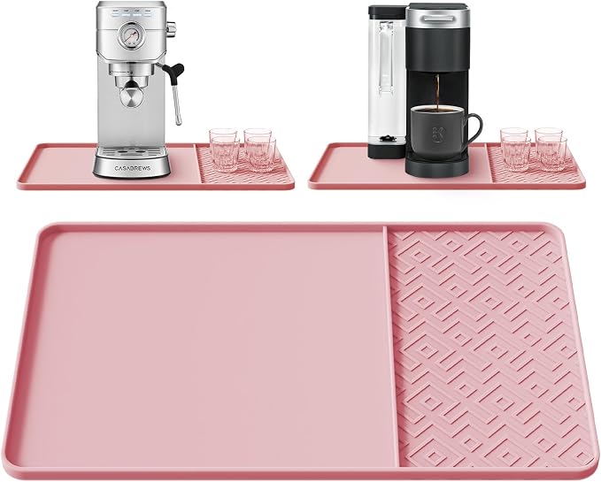 Silicone Coffee Mat with Raised Edges 19" x 12" – Waterproof Countertop Mat, Coffee Maker Pad, Espresso Machine Mat, Heat Resistant Dish Drying Mat