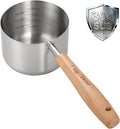 1PCS 1Cup(240ml) Dog Cat Food Scoop, Measuring Cup for Pets & Kitchen | 18/8(304) Stainless Steel, Long Wood Handle, Precise for Portion Control, Etched Scale, BPA Free, Dishwasher Safe