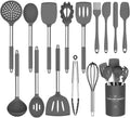 Stainless Steel Kitchen Cooking Utensil Set, Umite Chef 15 pcs Cooking Utensils - Nonstick Kitchen Utensils Cookware Set Spatula Set -Kitchen Gadgets Utensils Set, Kitchen Tools Gift (Gray)