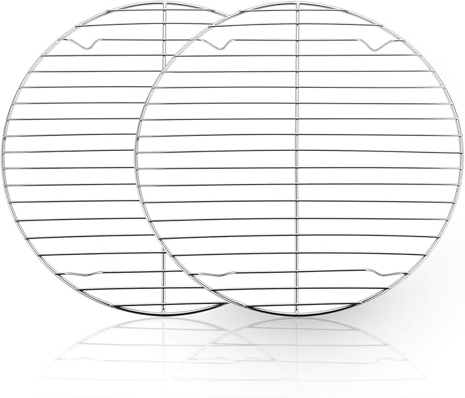 TeamFar Round Cooling Rack Set of 2, 10½ Inch | Round Wire Baking Steaming Roasting Rack Set Stainless Steel, Healthy & Mirror Finish, Oven & Dishwasher Safe