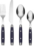 Cambridge Jubilee Blue 16-Piece 18/0 Silverware Set for 4, Flatware | blue, dishwasher safe | includes knives, forks, and spoons | heavy duty, cutlery set for kitchen and dining, utensil set