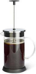 Amazon Basics French Coffee Press, 34 oz., Borosilicate Glass, BPA-Free, Triple Filtration System, Dishwasher-Safe Parts