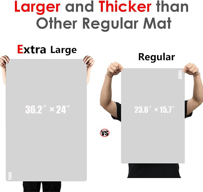 Extra Large Silicone Mat for Resin 36.2" x 24" 2MM Thick Silicone Craft Mat | for Table, Multifunction Silicon Matt for Kitchen Countertop Protector Heat Resistant Placemat by Foepoge(Gray)