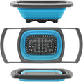Qimh Colander Collapsible, Colander Strainer Over the Sink Food Colanders Strainers with Extendable Handles, 6-Quart, Dishwasher-Safe Kitchen Folding Strainer for Pasta, Veggies and Fruits