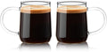 Glass Espresso Cups Set of 2, 3 oz Clear Espresso Shots Cup with Handle, Mini Coffee Cups Glasses Mugs, Demitasse Cups, Cappuccino Cup, Suit for Espresso Machine, Microwave Dishwasher Safe