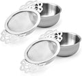Picowe 2 Pack Tea Strainer Bowl, Stainless Steel Sliver Tea Strainers for Loose Tea Fine Mesh for 2.5-4 Inch Cup Mouth