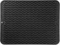 MicoYang Silicone Dish Drying Mat — Quick-Dry Ridges Counter & Sink Pad, Heat-Resistant Trivet to 450°F, Non-Slip & Dishwasher Safe, Roll-Up Storage, 18 Colors & 9 Sizes (Black, 16"×12")