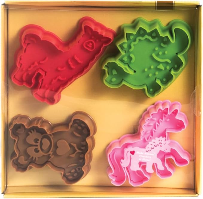 Mrs. Anderson's Baking Animal Cookie Cutters, Set of 8, Spring-Action Embossing Cutters For Cookies, Fondant, And Pastry Dough