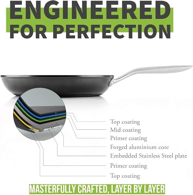 TECHEF - Onyx Collection 10-Inch Nonstick Frying Pan Skillet, PFOA-Free, Dishwasher Oven Safe, Stainless Steel Handle, Induction-Ready, Made in Korea (10-inch)