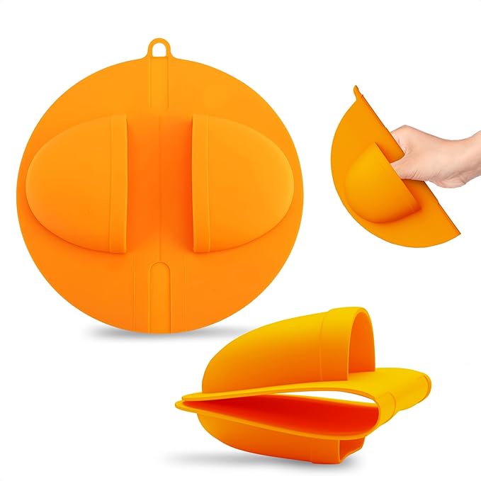 2 Pcs Silicone BBQ Grill Mitts, 480°F Heat-Resistant (Yellow) | BBQ Mitts for Grilling Set of 2, Secure Grip for Hot Trays and Pans, Dishwasher Safe, Flexible, Non-Slip, Food-Grade Material