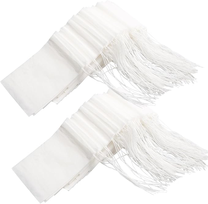 Eketirry 200pcs Tea Filter Bags for Loose Tea, Empty Tea Bags, Natural Wood Pulp Paper Material, Disposable Unbleached Tea Filter Bags with Drawstring for Loose Tea (White, 3.15 x3.94 inch)