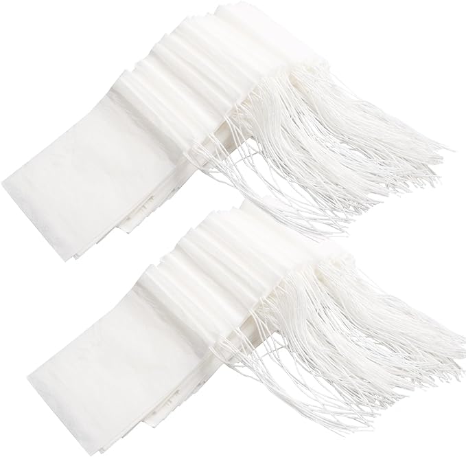 Eketirry 100pcs Tea Filter Bags for Loose Tea, Empty Tea Bags, Natural Wood Pulp Paper Material, Disposable Unbleached Tea Filter Bags with Drawstring for Loose Tea (White, 2.36 x3.15 inch)