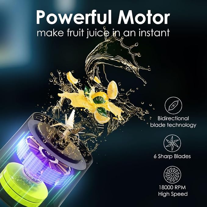 Personal Blender Wireless 24oz Cordless Mini 360 Watt Portable Blender-for Smoothies Freshly Squeezed Juices 6000mAh Self Cleaning and BPA Free Portable Juicer with 6 Sharp Blade Cute Pink