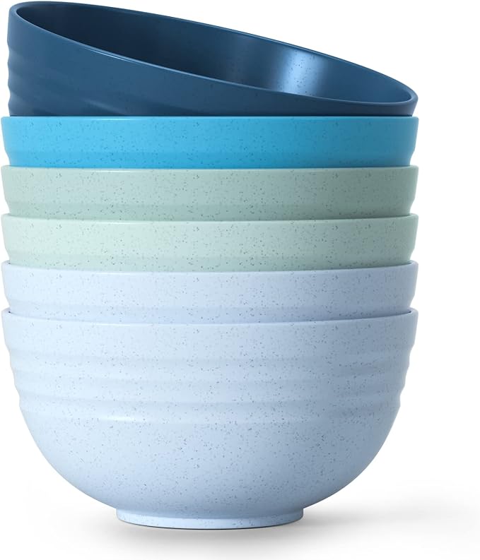 【6 Pcs】Unbreakable Mixing Bowls Unbreakable Salad Bowls, 68 Ounces Microwave and Dishwasher Safe BPA-Free Serving Bowls for Cereal,Salad,Soup,Ramen,Noodle,Oatmeal,Snack Apply to Kitchen,Freezer