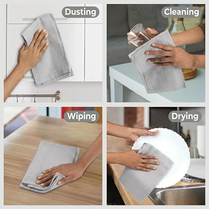 Urban Villa Kitchen Towels Cotton Dish Towels 20”x30” (Set of 6) Smoke