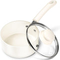 MICHELANGELO Nonstick Saucepan with Lid, Ceramic Sauce Pan Sets, Easy to Clean Sauce Pans, Multi-Purpose Cooking Pots, 1QT, White