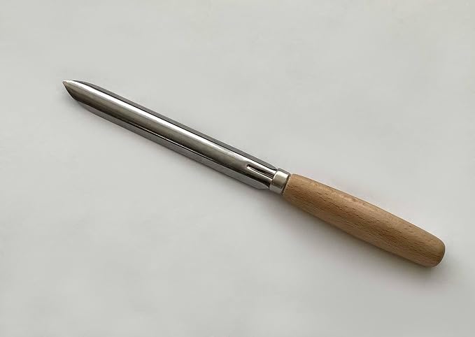 Tredoni 5.7" Zucchini/Cucumber Corer Inox Stainless Steel 14.5cm Eggplant Corer, Wooden Handle, Brown