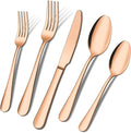 ENLOY 20 Piece Silverware Set, Rose Gold Stainless Steel Cutlery Set for 4 | Kitchen Utensil Set Service for 4, Include Heavy Duty Knife Fork Spoon, Mirror Polished for Home, Kitchen, Dishwasher Safe