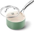 KOCH SYSTEME CS 1 Quart Saucepan with Lid, Nonstick Small Sauce Pan with Lid, PFAS-FREE Ceramic Saucepan for Healthy Cooking, Small Cooking Pots For Home Kitchen, Green