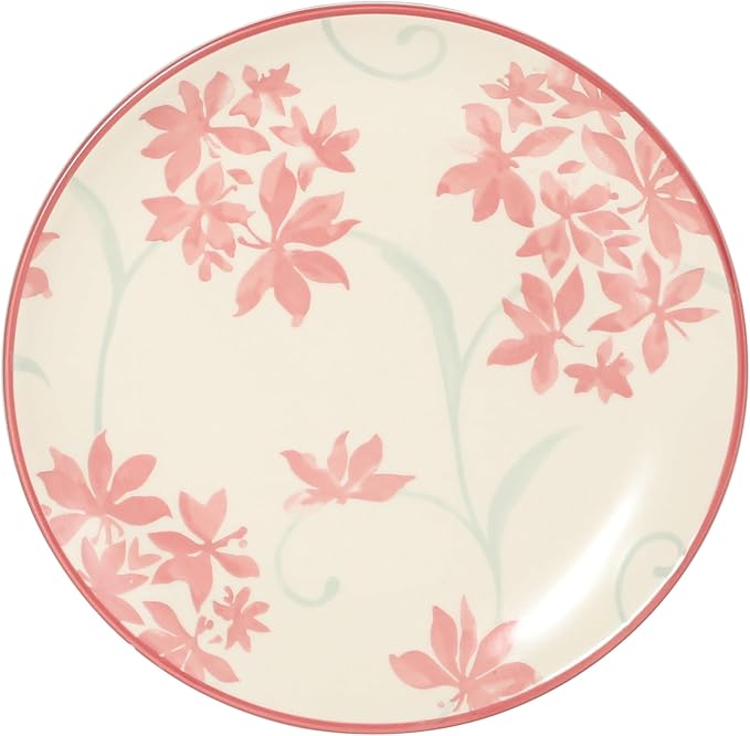 Gibson Home Admiral Hall 12-Piece Matte Stoneware Dinnerware Set – Dinner Plates, Salad Plates & Bowls with Pink Floral Pattern, Durable Everyday Dish Set, Microwave & Dishwasher Safe