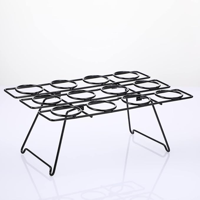 Patelai 2 Pack Ice Cream Cone Baking Racks 12-cavity Cupcake Cone Holders Cupcakes Display Stands Cooling Racks for Home Kitchen Baking Cooking Ice Cream Tools Supplies(Black)
