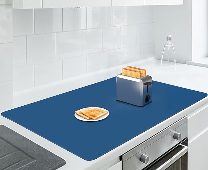 Extra Large Silicone Mat 35.3"x23.5"x0.08", Multipurpose Silicone Mat Thick Heat Resistant Mat Shipped Rolled Up Kitchen Counter Mat Waterproof Nonslip Mats for Kitchen Counter Blue | Extra Large, Heat Resistant, Waterproof, Nonslip, Multipurpose Count...