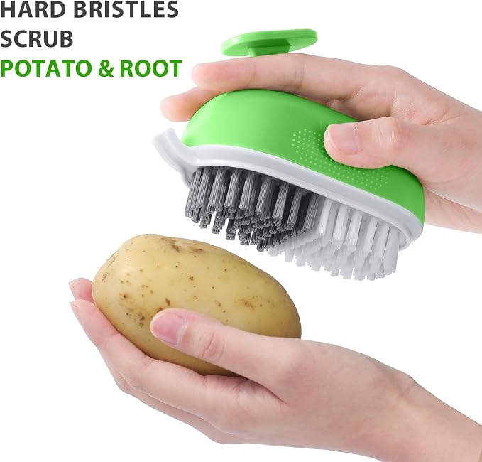 Lumkew Vegetable Brush Scrubber for Food, Green,1Pcs | Drainable, Potato Mushroom Scrubber Brushes, Veggie Fruit Washing Scrub Cleaner