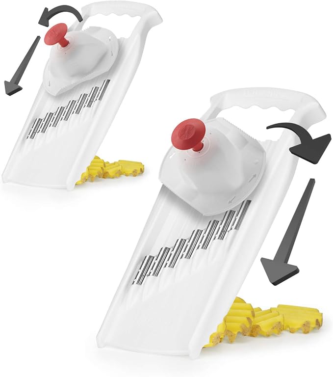 Börner Wave-Waffle XXL PowerLine Crinkle Cut Vegetable Slicer (White) • Wavy Mandoline for Vegetables • Wave/Waffle/Crinkle Cut • Potato Slicer for Lattice Potatoes
